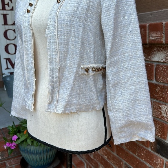 Lovers & Friends x BECAUSE IM ADDICTED En Vogue Studded Jacket in Cream Size XS - Picture 3 of 11